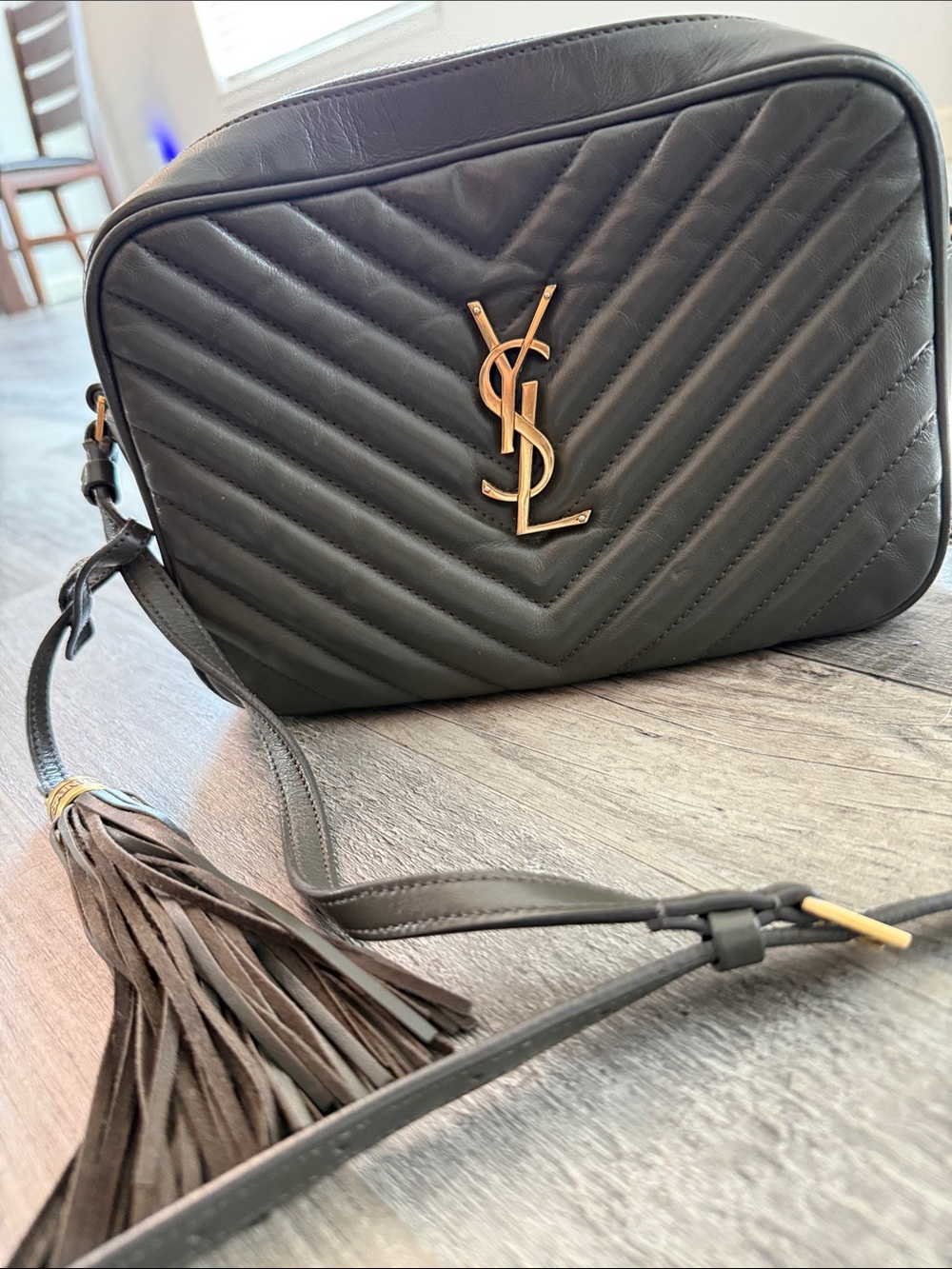 Calfskin Matelasse Monogram Lou Camera Bag Olive Green